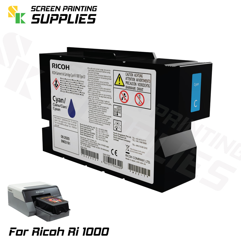 Cyan ตลับหมึก ริโก้ Ri 1000 Ricoh Ri 1000 (200ml) Cartridges - SK Screen Printing Supplies
