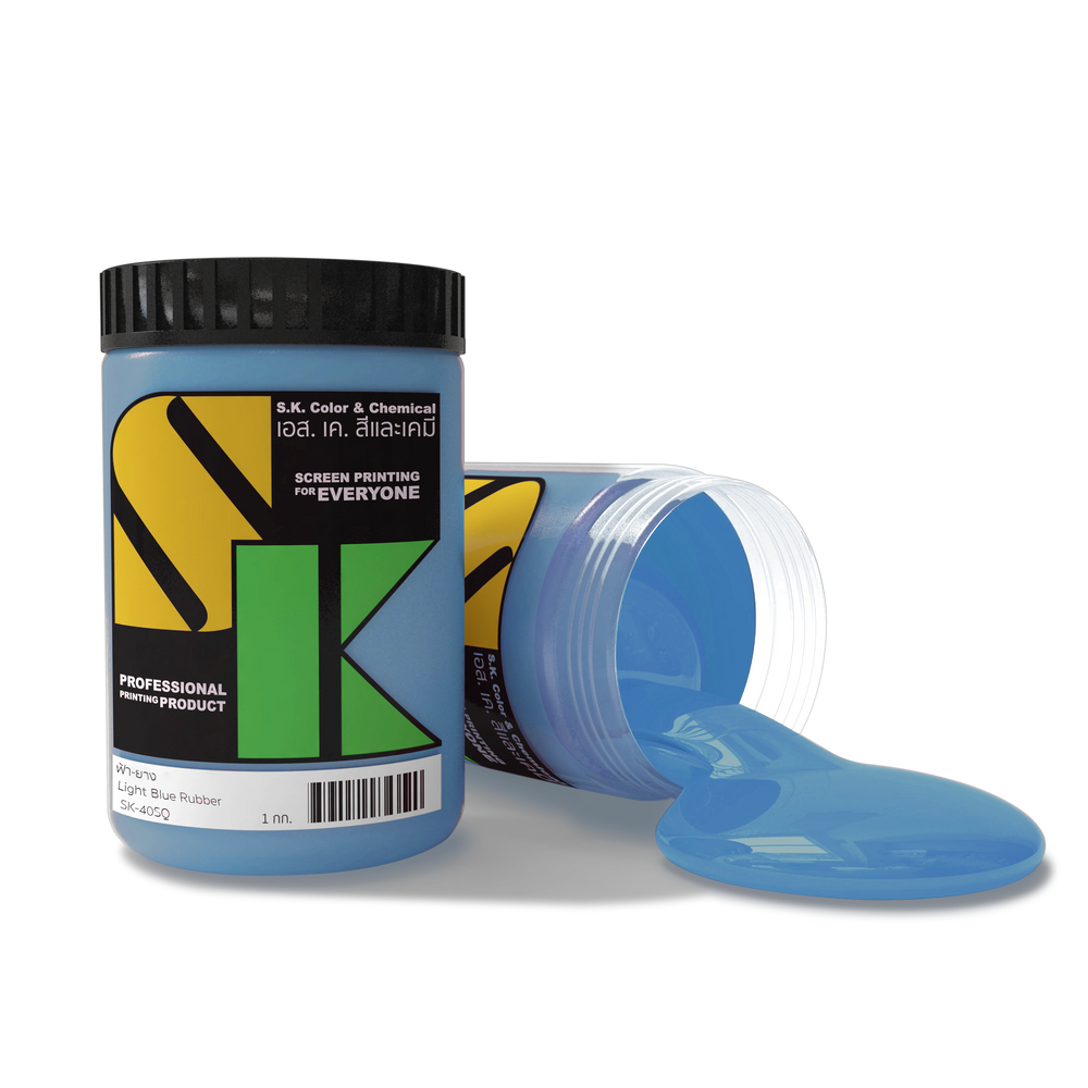 สีฟ้ายางสูตรน้ำ Light Blue Rubber Ink SK-40SQ - SK Screen Printing Supplies